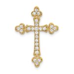 14k 1/4 carat Diamond Budded Cross Chain Slide