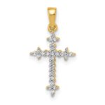 10K  1/10ct. Diamond Fleur de Lis Cross Pendant