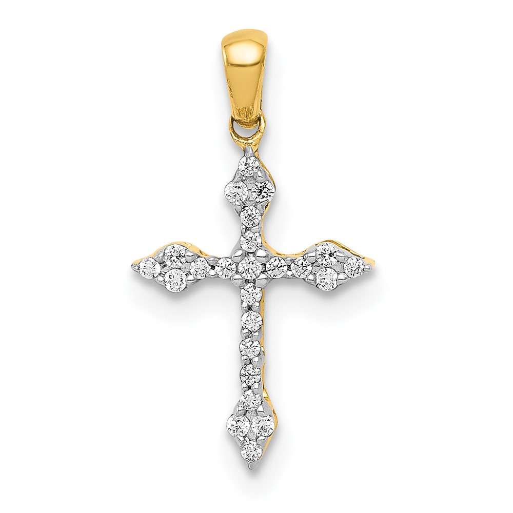 PM5076-008-1YA.jpg 10K 1/15ct. Diamond Cross Pendant - Image 1