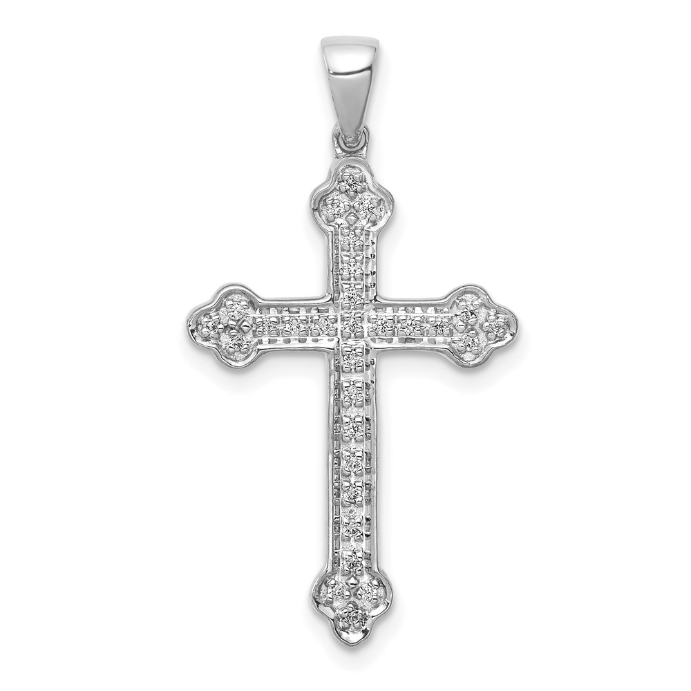 PM5077-010-WA.jpg 14k White Gold 1/10 carat Diamond Cross Pendant - Image 1