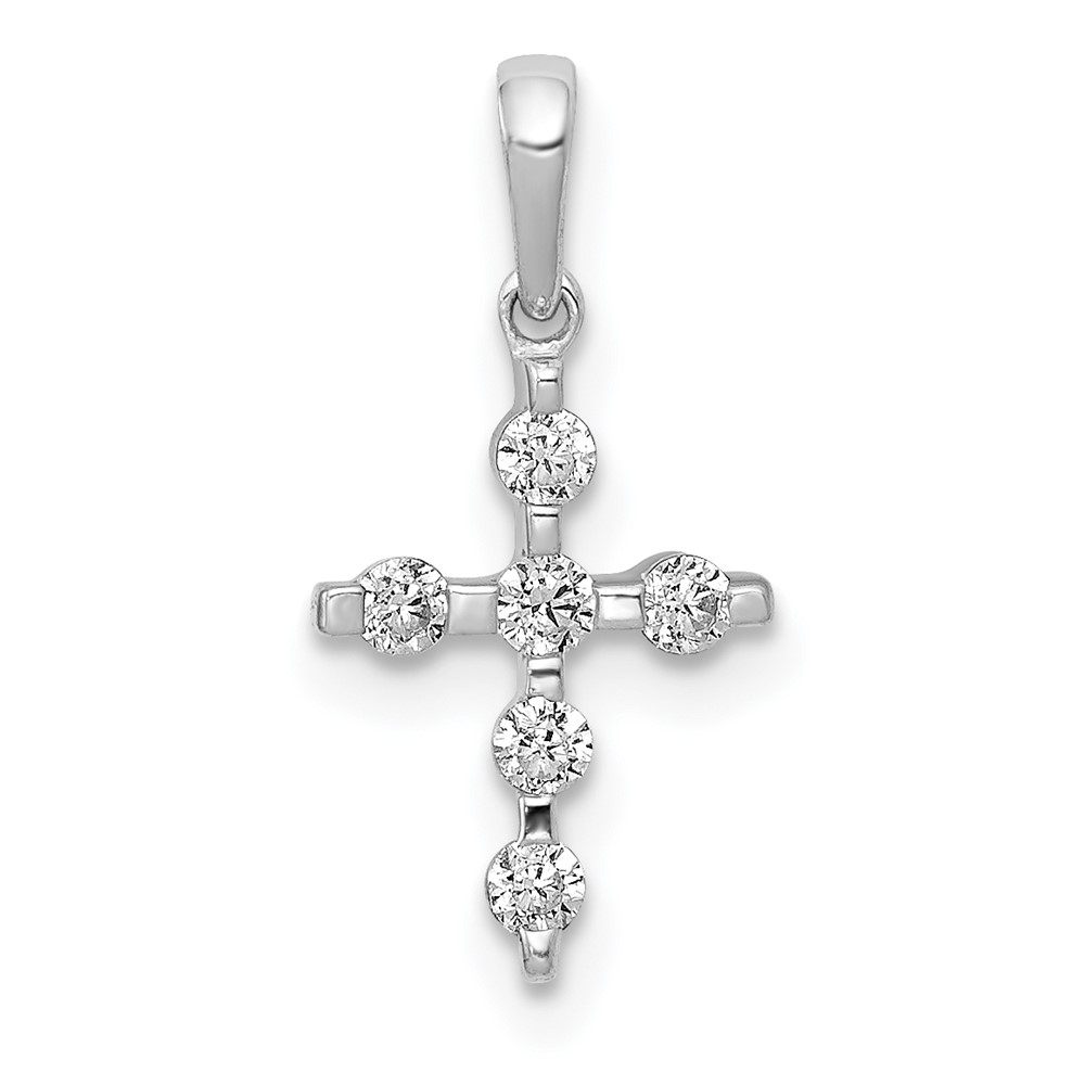PM5080-016-WA.jpg 14k White Gold 1/6 carat Diamond Cross Pendant - Image 1