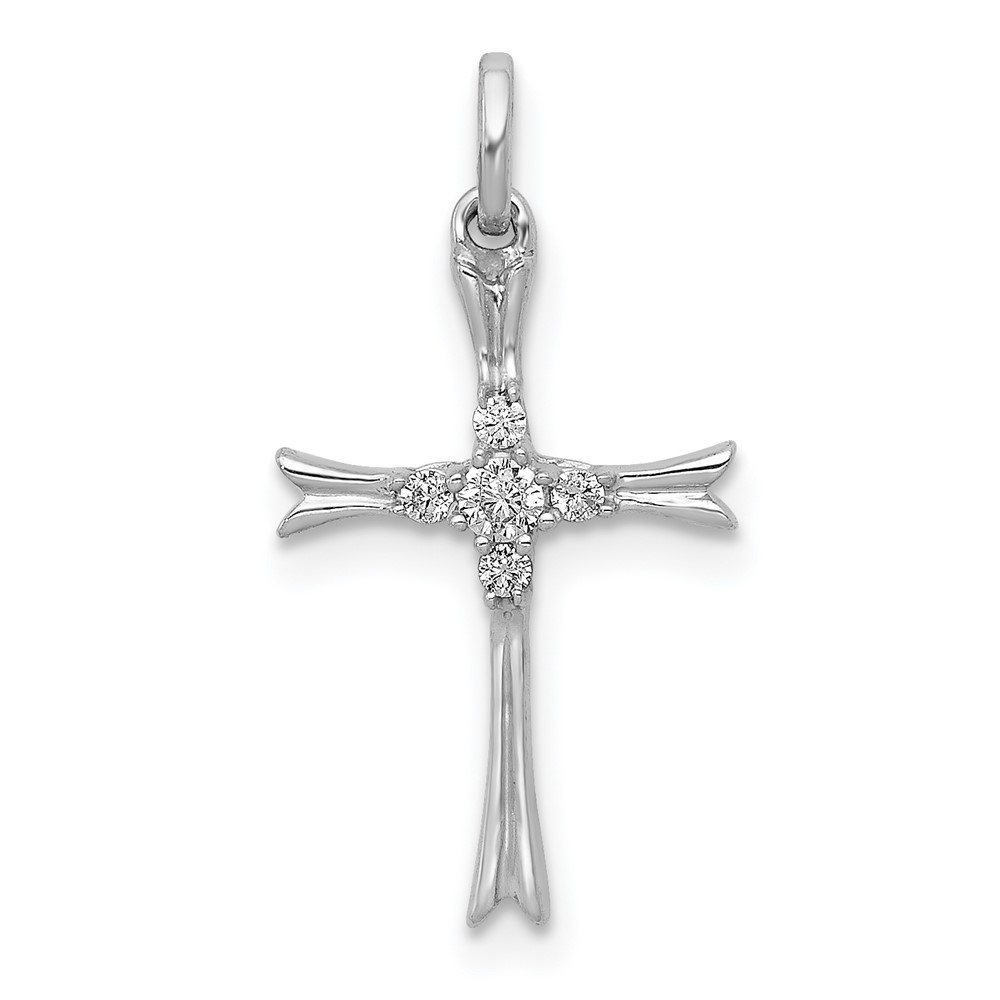 PM5081-008-WA.jpg 14k White Gold 1/15 carat Diamond Cross Pendant - Image 1