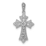 14k White Gold 1/10 carat Diamond Fancy Cross Pendant
