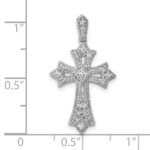 10K White Gold 1/6ct. Diamond Fleur de Lis Cross Pendant - Image 4