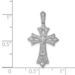 14k White Gold 1/6 carat Diamond Fleur de Lis Cross Pendant - Image 4