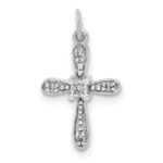 10K White Gold .03ct. Diamond Cross Charm