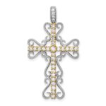 14k Two-tone 5/8 carat Diamond Filigree Cross Pendant