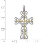 14k Two-tone 5/8 carat Diamond Filigree Cross Pendant - Image 3