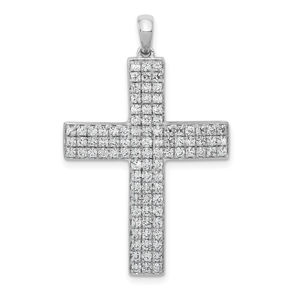 PM5098-100-WA-1.jpg 14k White Gold 1 carat Lab Grown Diamond VS/SI+ G+ Complete Latin Cross Pendant - Image 1