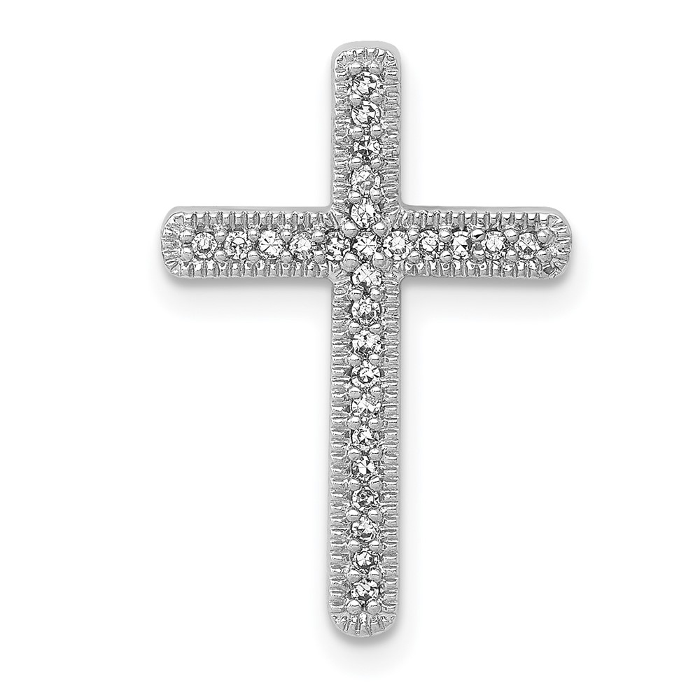 PM5103-010-WA.jpg 14k White Gold 1/10 carat Diamond Cross Chain Slide - Image 1