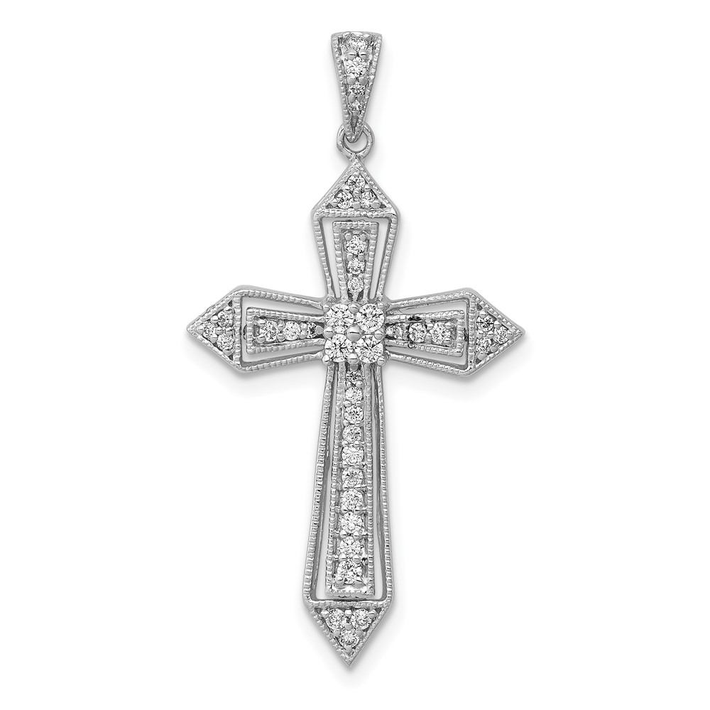 PM5104-033-WA.jpg 14k White Gold 1/3 carat Diamond Passion Cross Pendant - Image 1