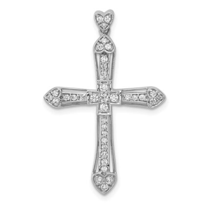 14k White Gold 1/3 carat Diamond Cross Pendant