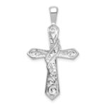 14k White Gold 1/20 carat Diamond Cross Pendant - Image 4