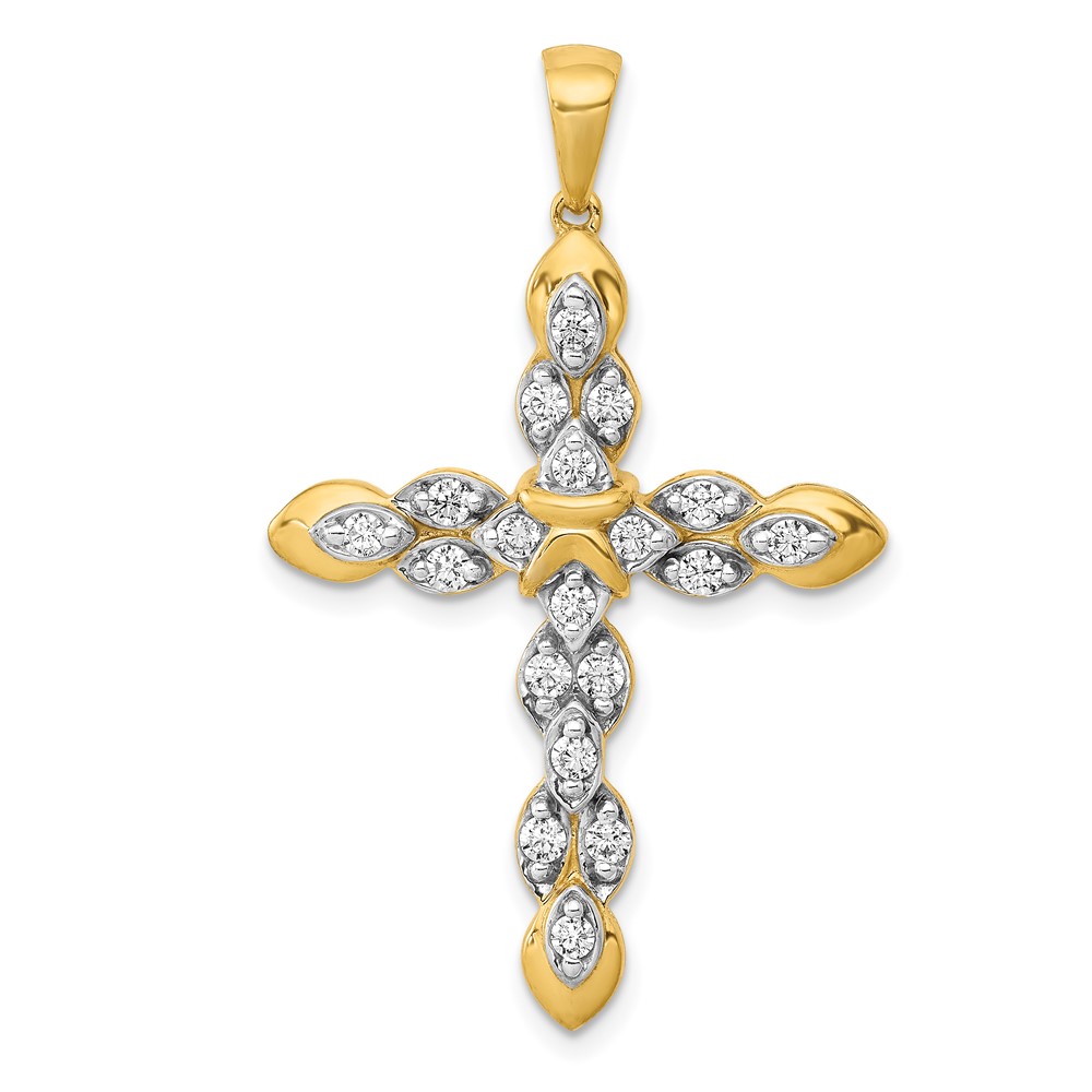 PM5114-050-YA.jpg 14k 1/2 carat Diamond Cross Pendant - Image 1