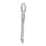 14k White Gold Polished 1/10 carat Diamond Budded Cross Chain Slide - Image 2