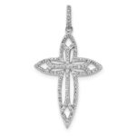 14k White Gold 1/4 carat Diamond Fancy Cross Pendant