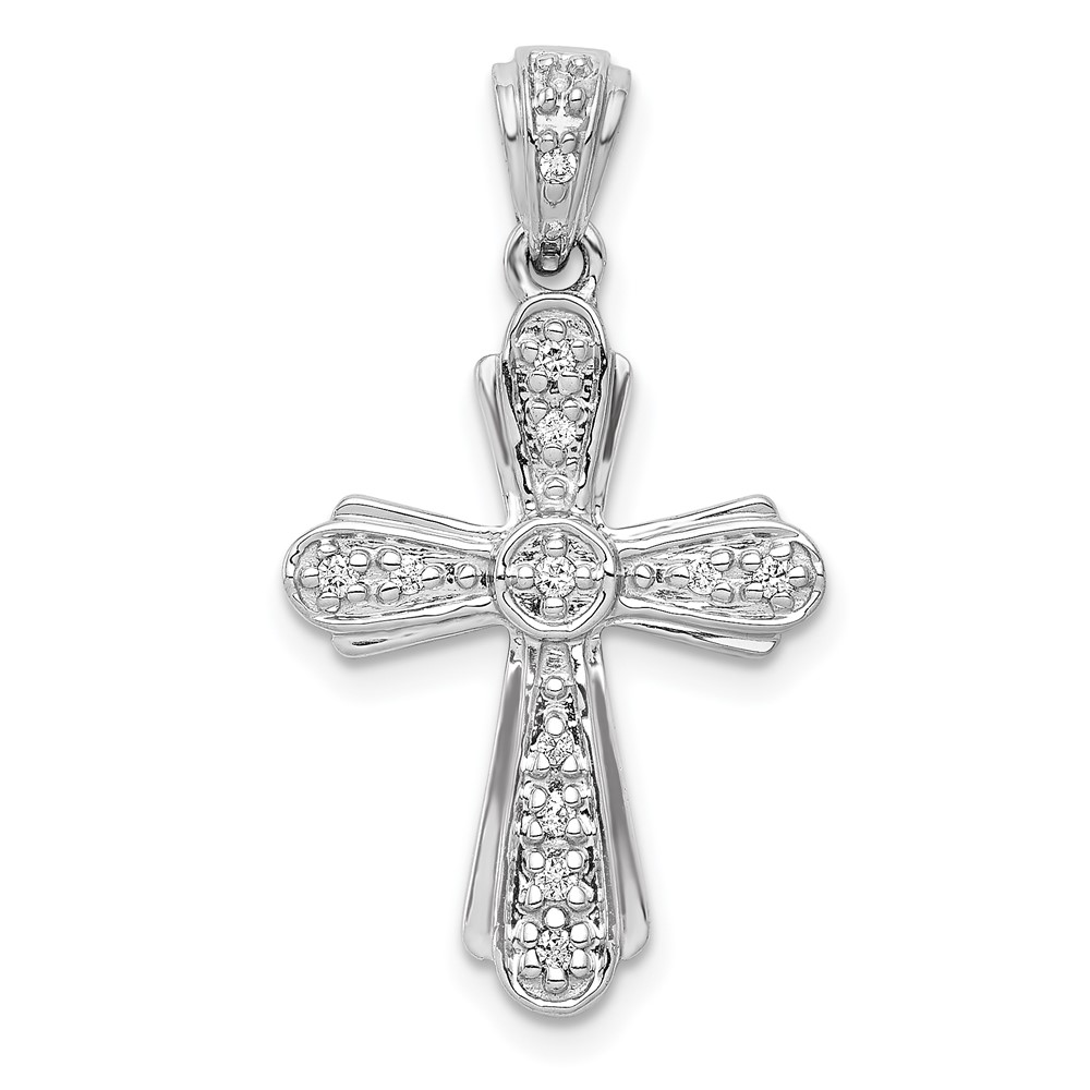 PM5120-010-WA.jpg 14k White Gold 1/10 carat Diamond Cross Pendant - Image 1