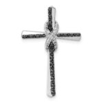 14k White Gold 1/6 carat Black and White Diamond Infinity Cross Chain Slide