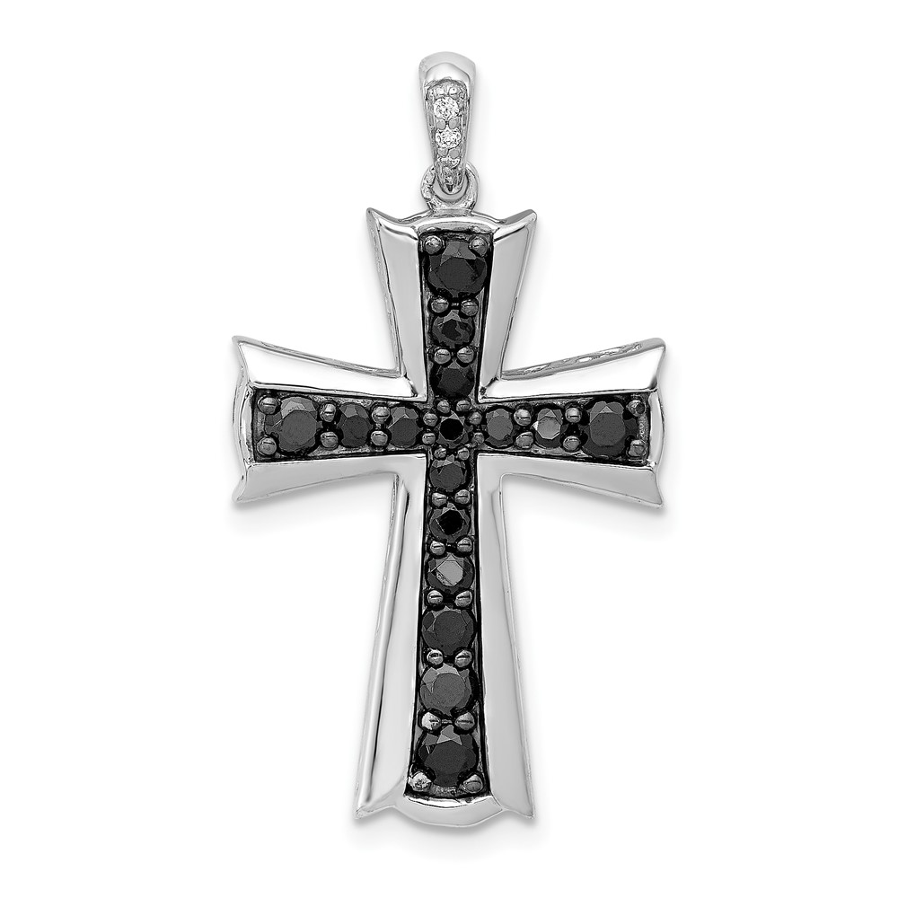 PM5133-BK-062-WA.jpg 14k White Gold 5/8 carat Black Diamond Cross Pendant - Image 1