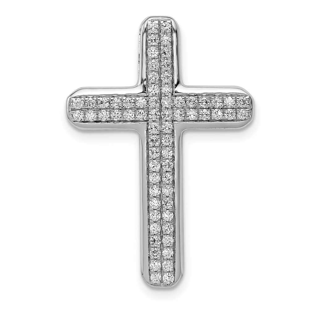 PM5135-050-WA.jpg 14k White Gold 1/2 carat Diamond Latin Cross Chain Slide - Image 1