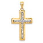 14k Large 1/10 carat Diamond Cross Pendant