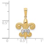 14k and White Rhodium Polished Diamond Fleur de Lis Pendant - Image 4