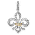 14k Two Tone 1/5 carat Lab Grown Diamond VS/SI+ G+ Complete Fleur De Lis Pendant