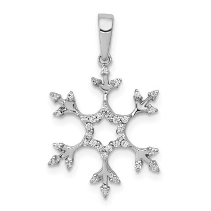 14k White Gold 1/6 carat Diamond Snowflake Pendant