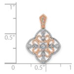 14k White Gold with Rose Rhodium 1/10 carat Diamond Vintage Pendant - Image 4