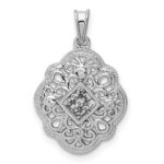 14k White Gold 1/8 carat Diamond Vintage Pendant