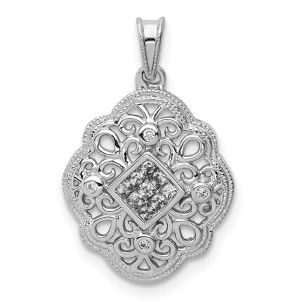 14k White Gold 1/8 carat Diamond Vintage Pendant
