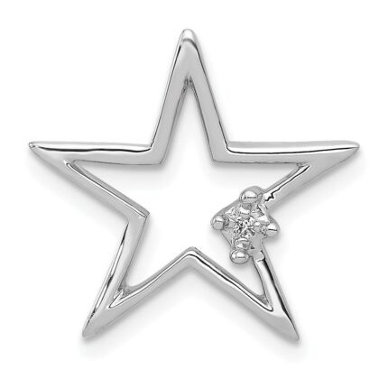 14k White Gold Diamond Star Chain Slide