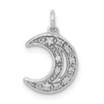14k White Gold Diamond Moon Charm