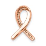 14k Rose Gold Diamond Awareness Ribbon Chain Slide - Image 3