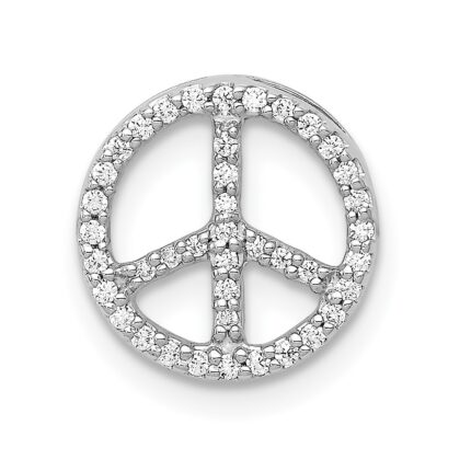 14k White Gold 1/6 carat Lab Grown Diamond VS/SI+ G+ Complete Peace Sign Chain Slide Pendant