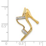 14k and White Rhodium Solid 3-D .01 carat Diamond High Heel Shoe Charm - Image 4