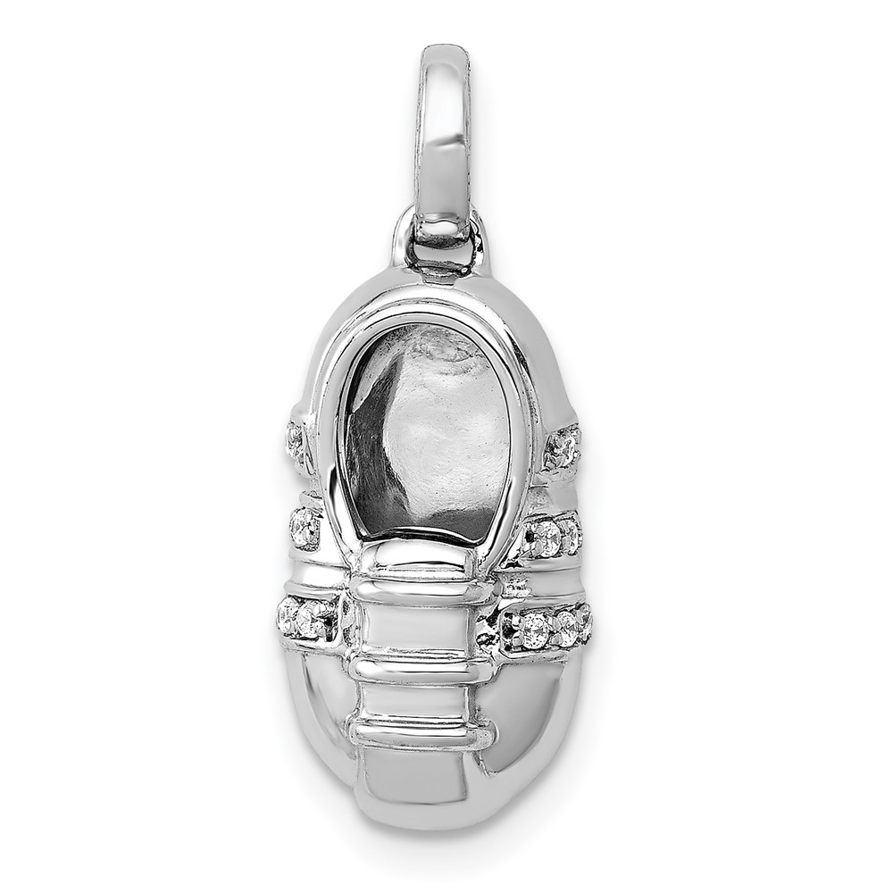 PM5200-006-WA.jpg 14k White Gold Diamond Baby Boy Shoe Pendant - Image 1