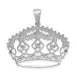 14k White Gold 1/5 carat Diamond Crown Pendant - Image 3