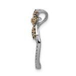 14k White Gold 1/4 carat White and Green Diamond Palm Tree Chain Slide - Image 2