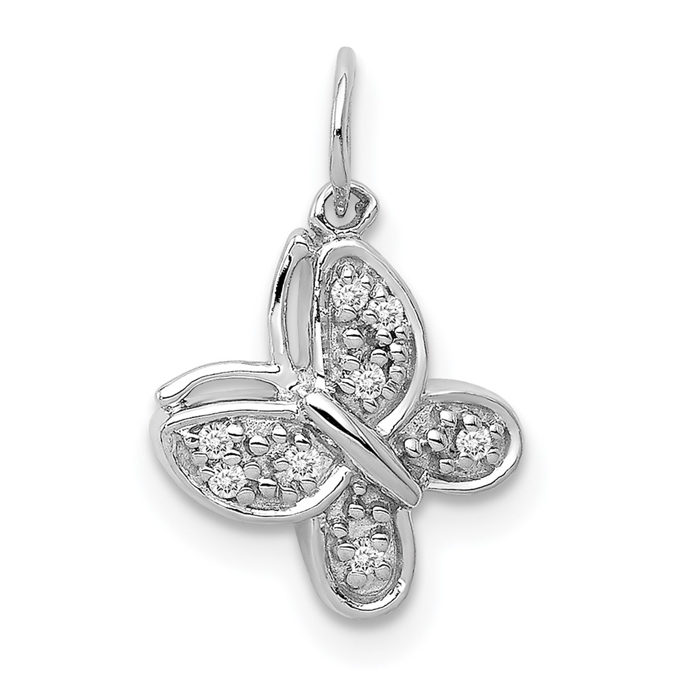 PM5211-004-WA.jpg 14k White Gold Diamond Butterfly Charm - Image 1