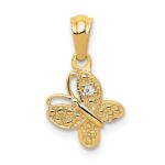 14k Polished .01 carat Diamond Butterfly Pendant