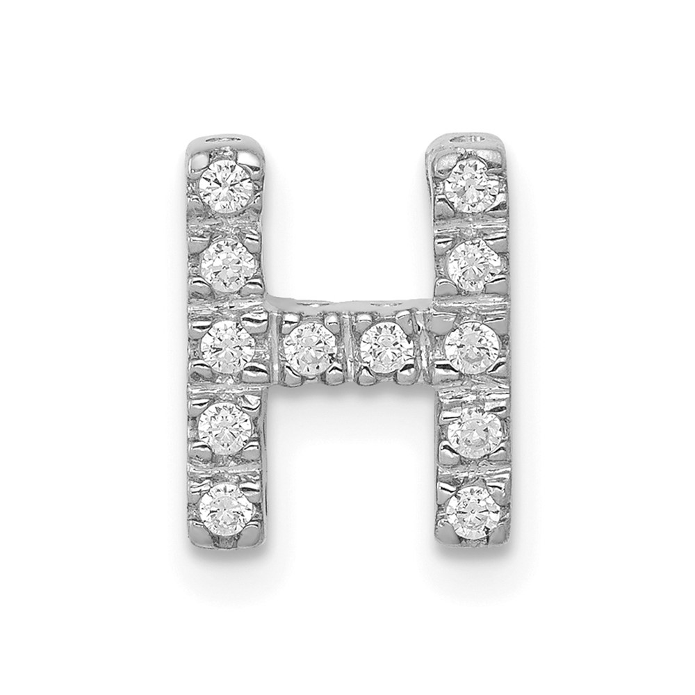 PM5221H-013-WA.jpg 14K White Gold Diamond Letter H Initial Charm - Image 1