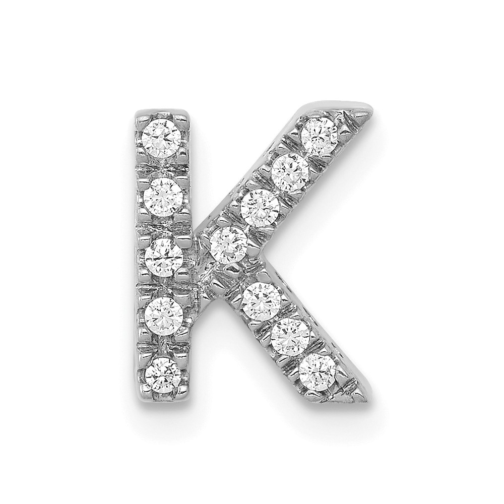 PM5221K-013-WA.jpg 14K White Gold Diamond Letter K Initial Charm - Image 1