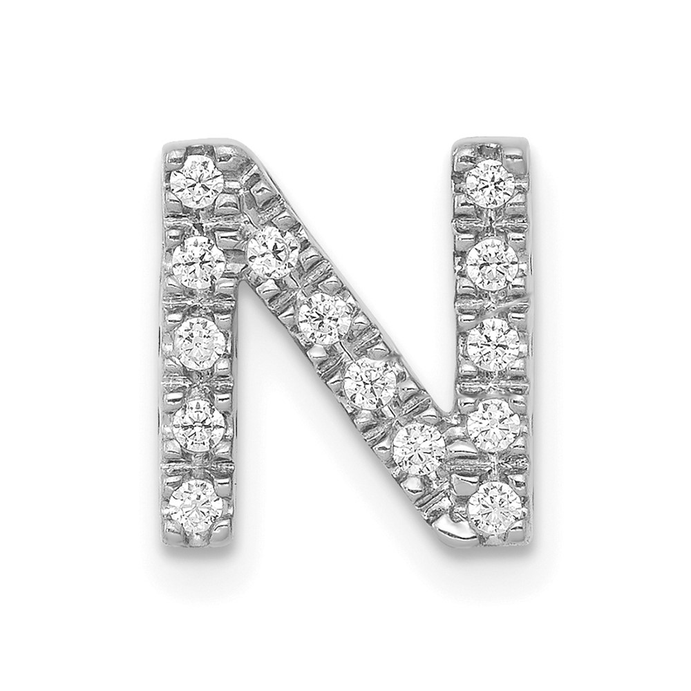 PM5221N-013-WA.jpg 14K White Gold Diamond Letter N Initial Charm - Image 1