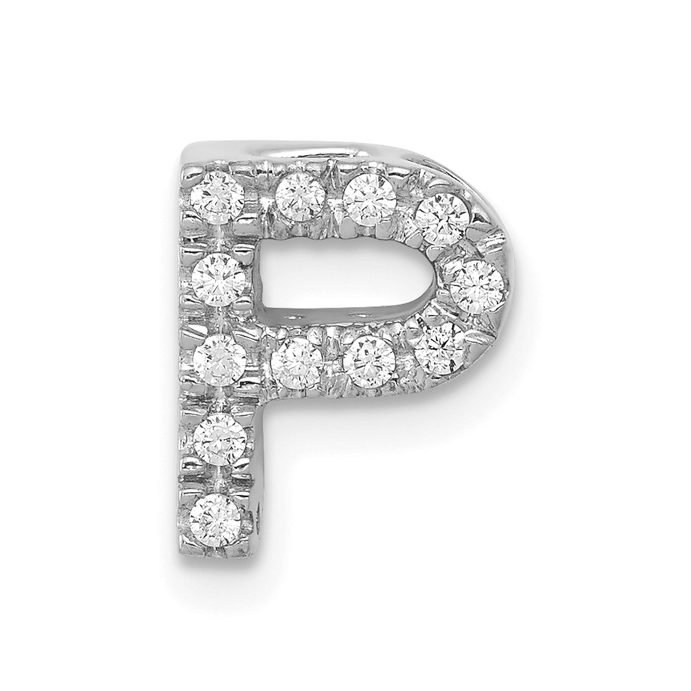 PM5221P-013-WA.jpg 14K White Gold Diamond Letter P Initial Charm - Image 1