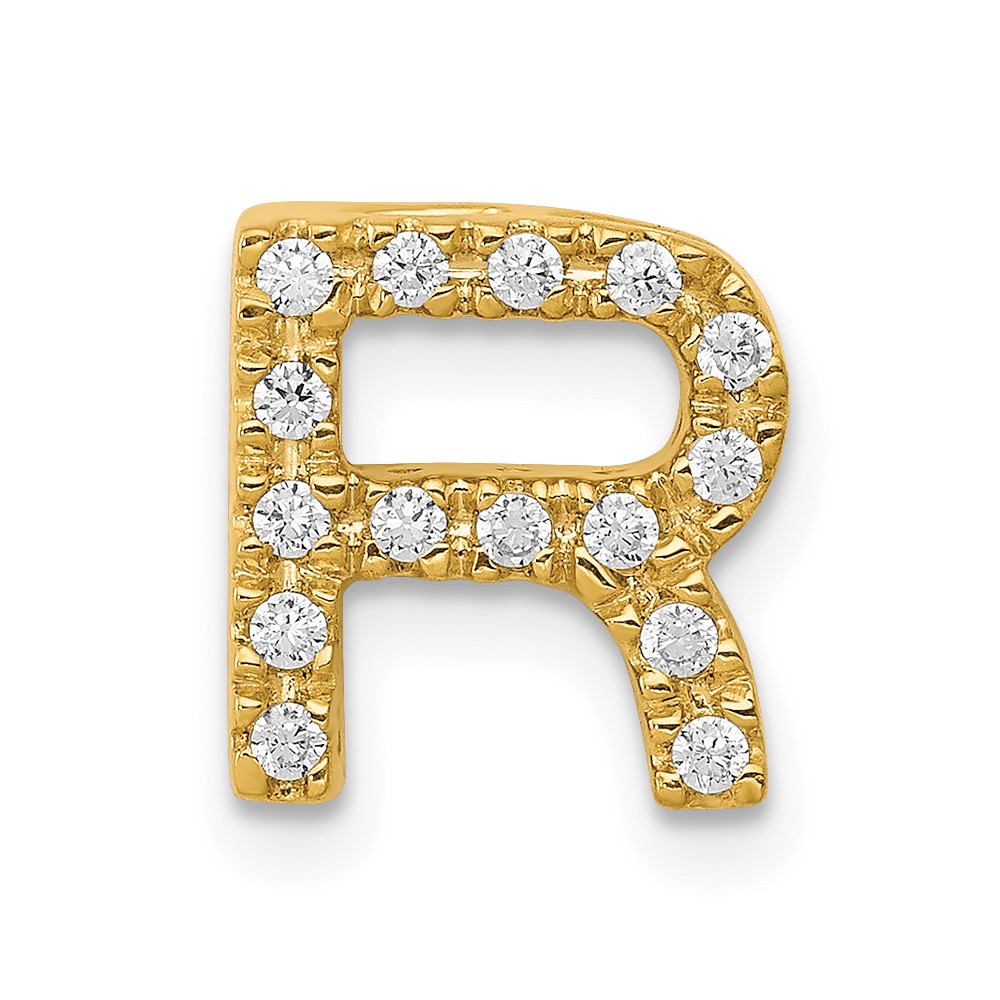 PM5221R-016-YA.jpg 14K Diamond Letter R Initial Charm - Image 1