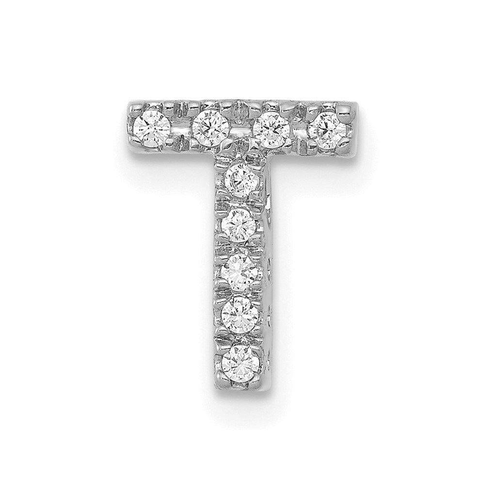 PM5221T-010-WA.jpg 14K White Gold Diamond Letter T Initial Charm - Image 1