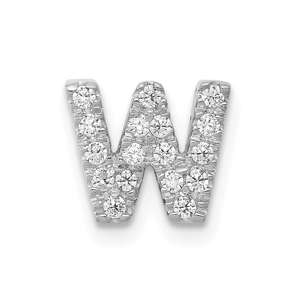 PM5221W-016-WA.jpg 14K White Gold Diamond Letter W Initial Charm - Image 1