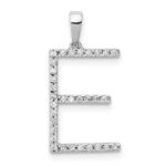 14K White Gold Diamond Letter E Initial Pendant