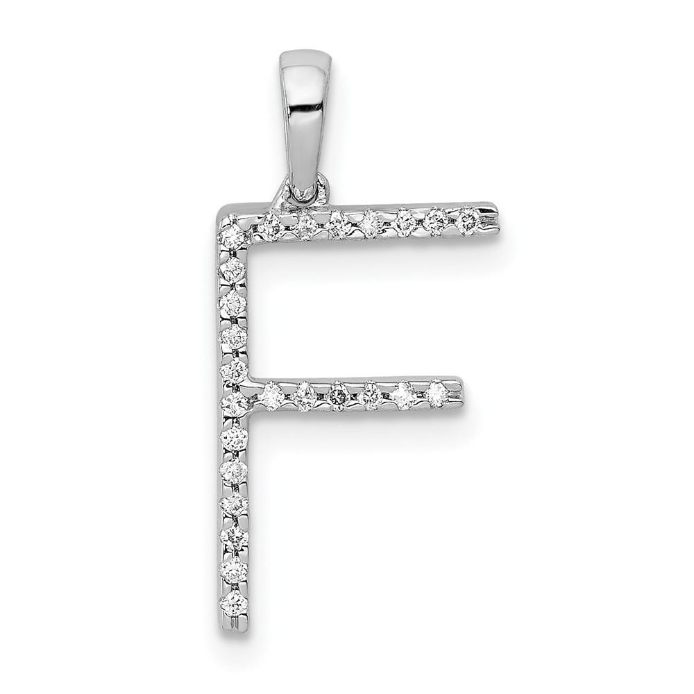 PM5222F-013-WA.jpg 14K White Gold Diamond Letter F Initial Pendant - Image 1